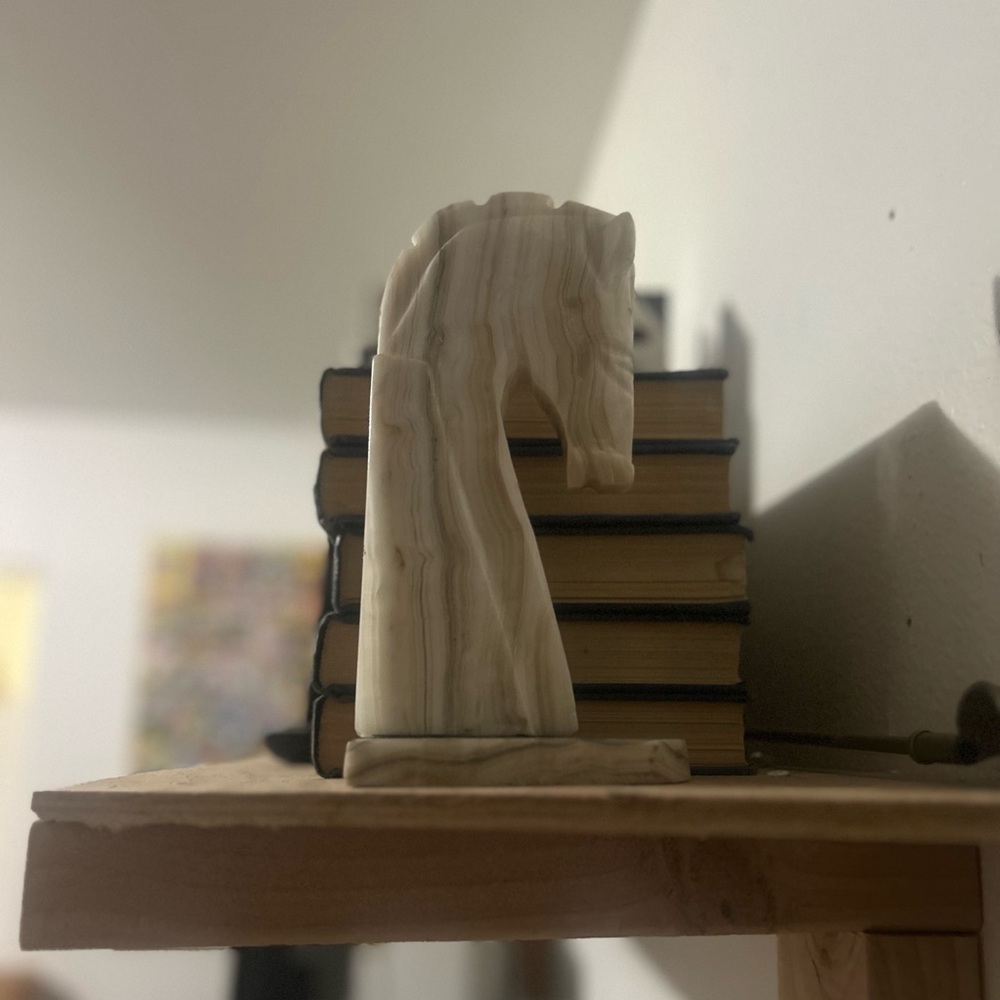 Elegant Cream Horse Head Sculpture